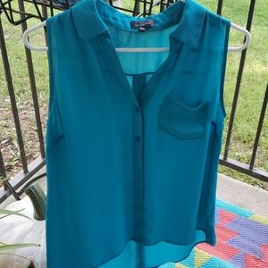 Teal Sleeveless Blouse